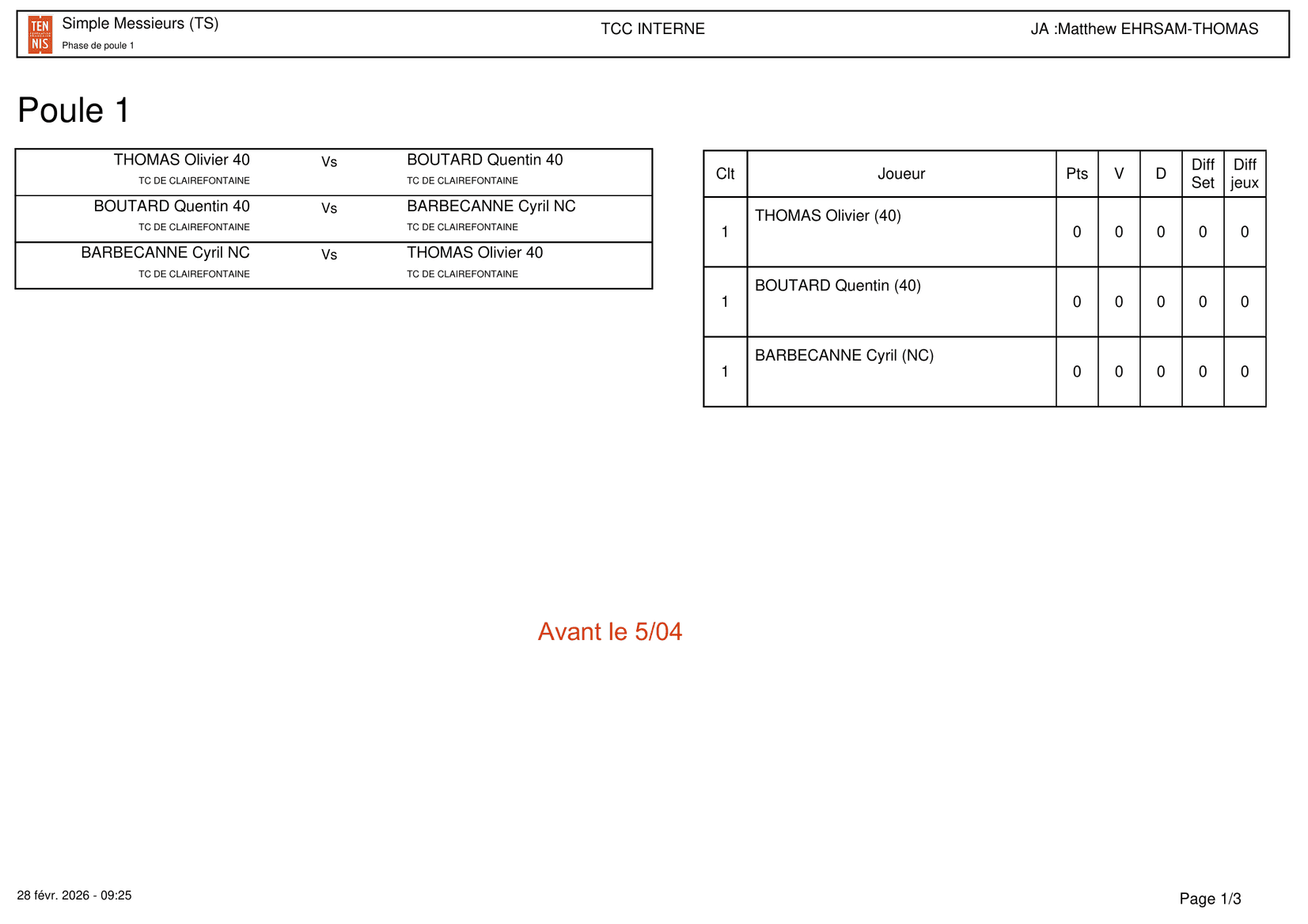 Galerie Tournoi Interne 2026 : 25 joueurs en lice ! 1